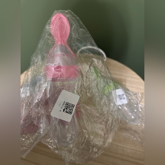 Set of Three Baby Feeding Bottles with Pink, Blue, and Green Accents - Picture 5 of 9